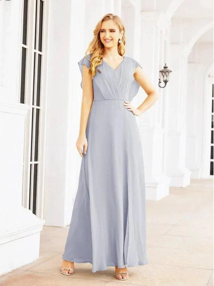 Women's Bridesmaid Dresses Chiffon Cape Formal Evening Party Prom Dress Open Back Gowns for Wedding Guests SEA28058 - Image 3