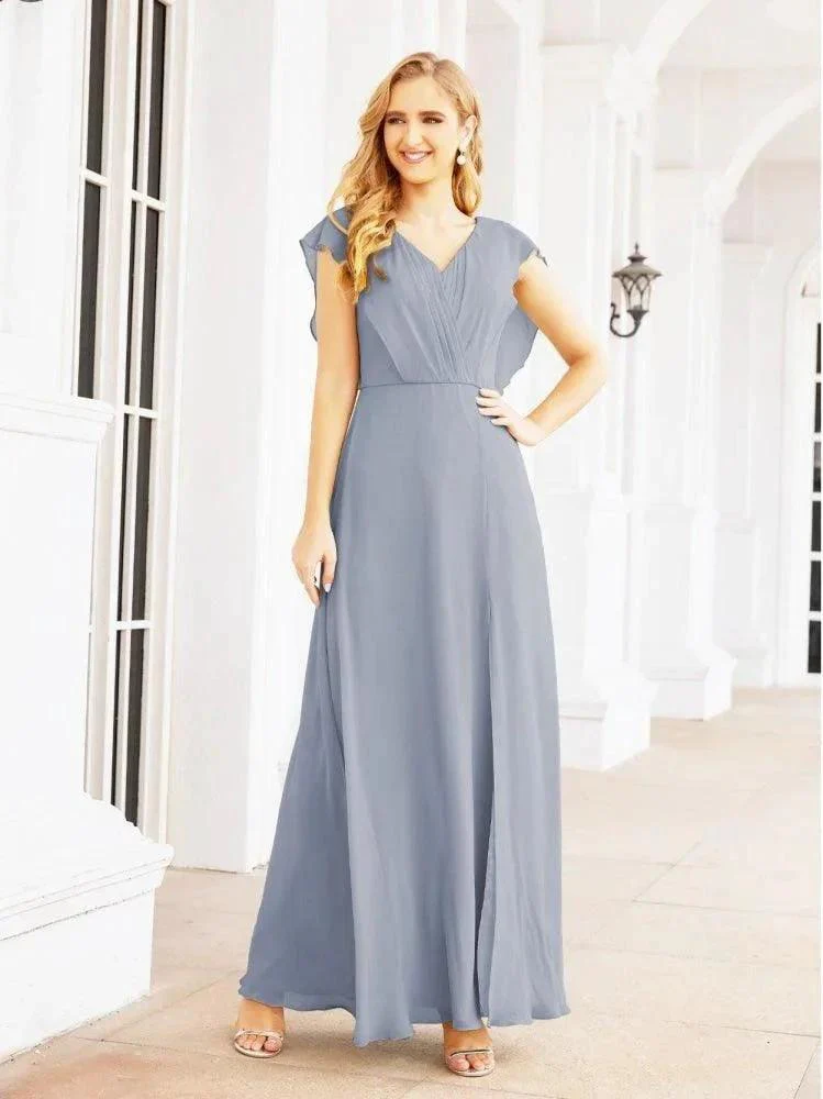 Women's Bridesmaid Dresses Chiffon Cape Formal Evening Party Prom Dress Open Back Gowns for Wedding Guests SEA28058 - Image 4