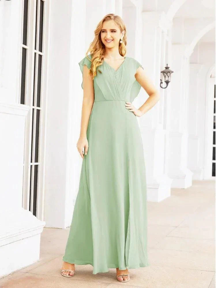 Women's Bridesmaid Dresses Chiffon Cape Formal Evening Party Prom Dress Open Back Gowns for Wedding Guests SEA28058 - Image 5