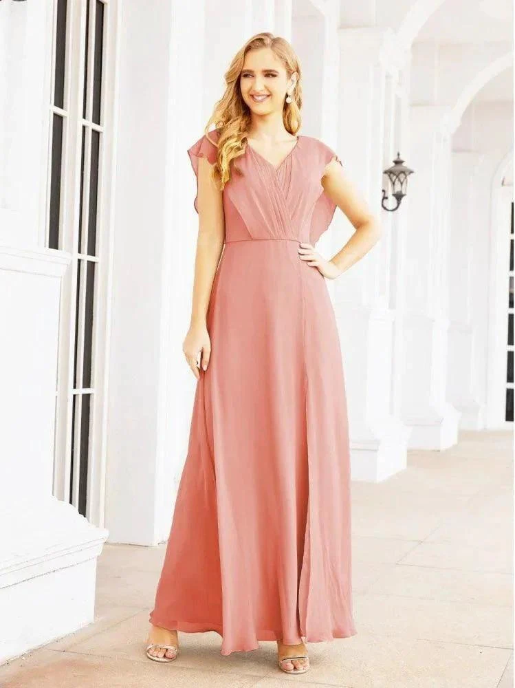 Women's Bridesmaid Dresses Chiffon Cape Formal Evening Party Prom Dress Open Back Gowns for Wedding Guests SEA28058 - Image 6