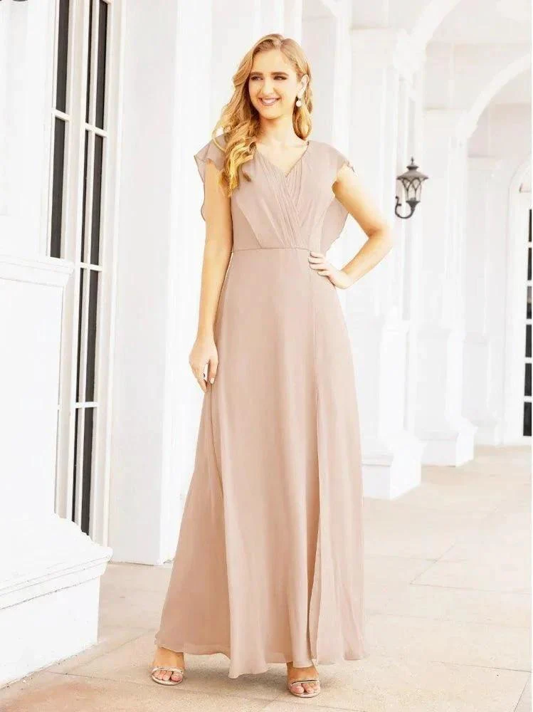 Women's Bridesmaid Dresses Chiffon Cape Formal Evening Party Prom Dress Open Back Gowns for Wedding Guests SEA28058 - Image 8