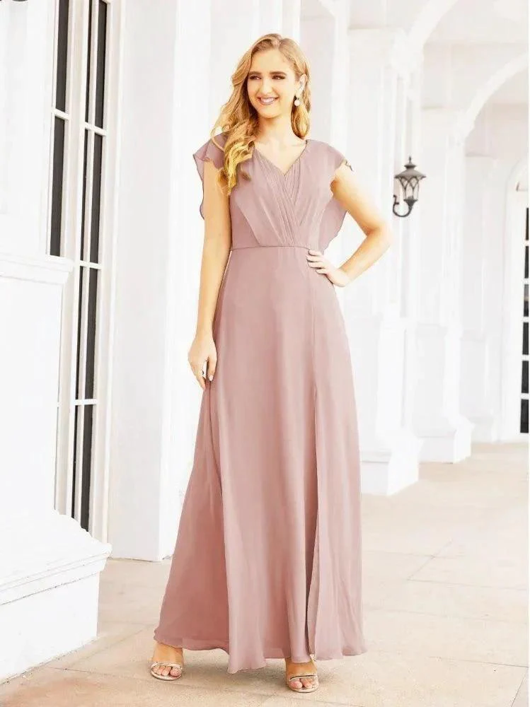 Women's Bridesmaid Dresses Chiffon Cape Formal Evening Party Prom Dress Open Back Gowns for Wedding Guests SEA28058 - Image 9