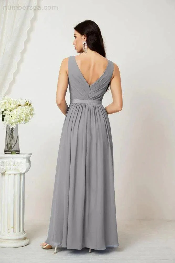 Women's Chiffon Long Bridesmaid Dresses A line Sleeveless Formal Prom Gown for Evening Party Homecoming Dresses 2808 - Image 10