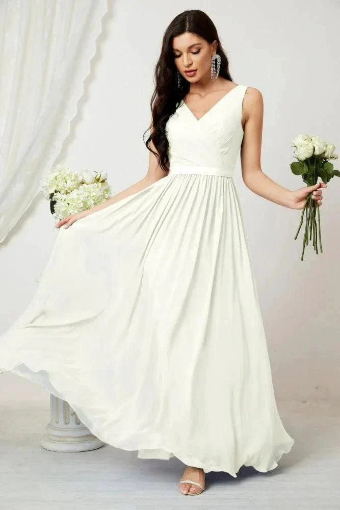 Women's Chiffon Long Bridesmaid Dresses A line Sleeveless Formal Prom Gown for Evening Party Homecoming Dresses 2808 - Image 101