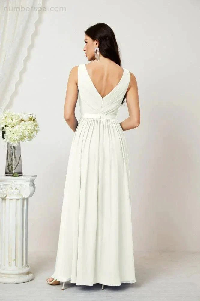 Women's Chiffon Long Bridesmaid Dresses A line Sleeveless Formal Prom Gown for Evening Party Homecoming Dresses 2808 - Image 102