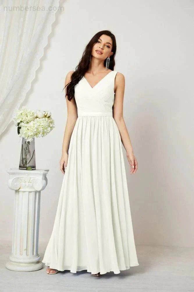 Women's Chiffon Long Bridesmaid Dresses A line Sleeveless Formal Prom Gown for Evening Party Homecoming Dresses 2808 - Image 103