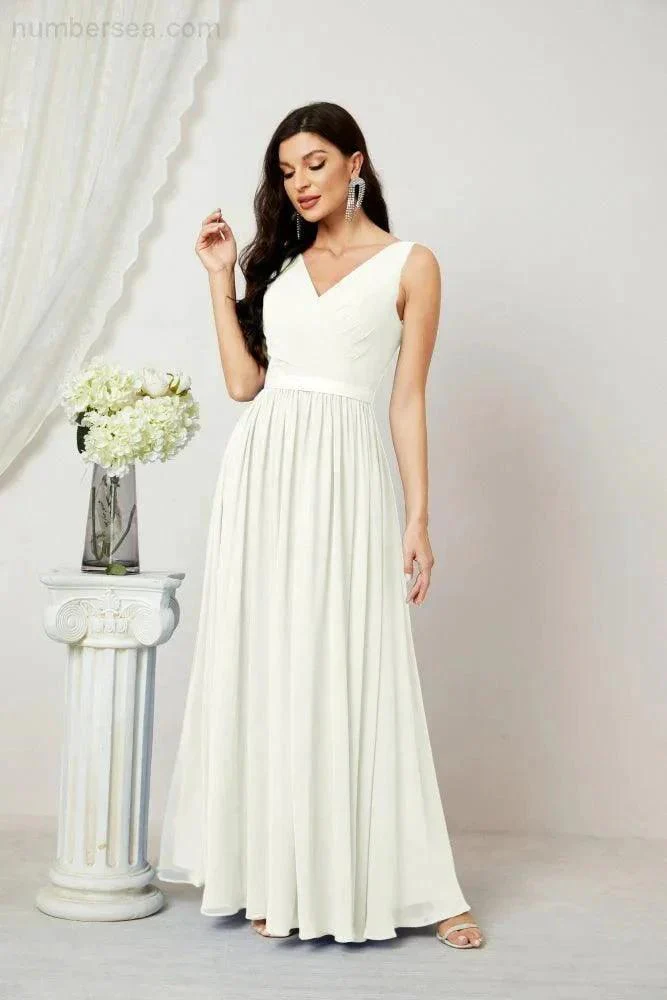 Women's Chiffon Long Bridesmaid Dresses A line Sleeveless Formal Prom Gown for Evening Party Homecoming Dresses 2808 - Image 104