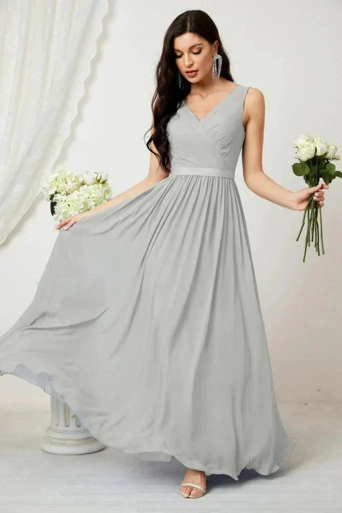 Women's Chiffon Long Bridesmaid Dresses A line Sleeveless Formal Prom Gown for Evening Party Homecoming Dresses 2808 - Image 105
