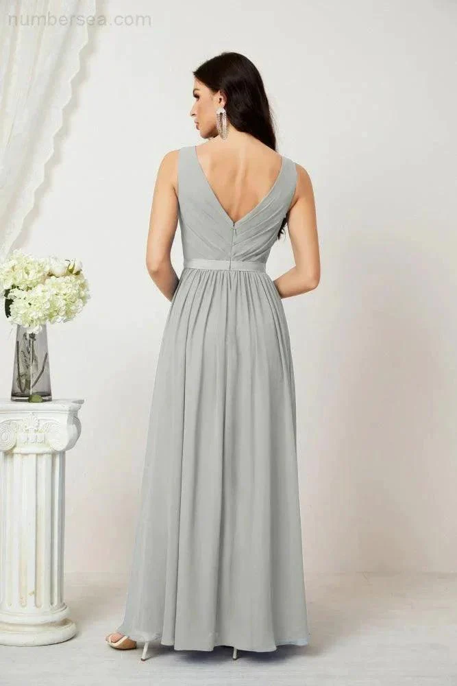 Women's Chiffon Long Bridesmaid Dresses A line Sleeveless Formal Prom Gown for Evening Party Homecoming Dresses 2808 - Image 106