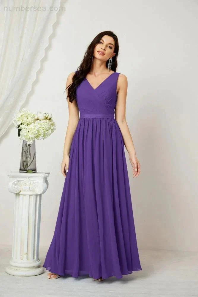 Women's Chiffon Long Bridesmaid Dresses A line Sleeveless Formal Prom Gown for Evening Party Homecoming Dresses 2808 - Image 111