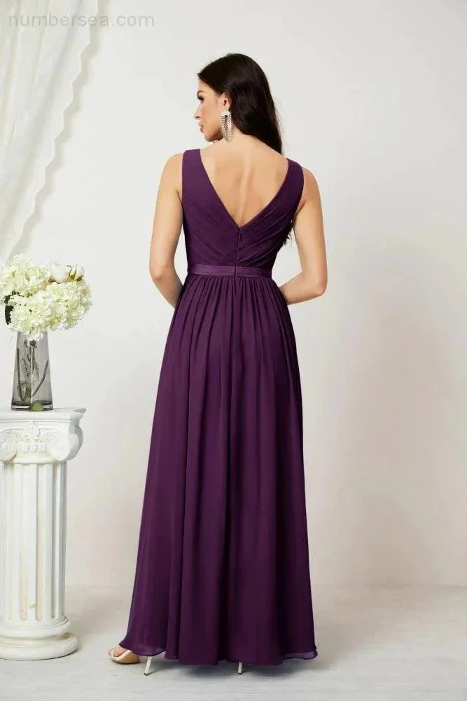 Women's Chiffon Long Bridesmaid Dresses A line Sleeveless Formal Prom Gown for Evening Party Homecoming Dresses 2808 - Image 122
