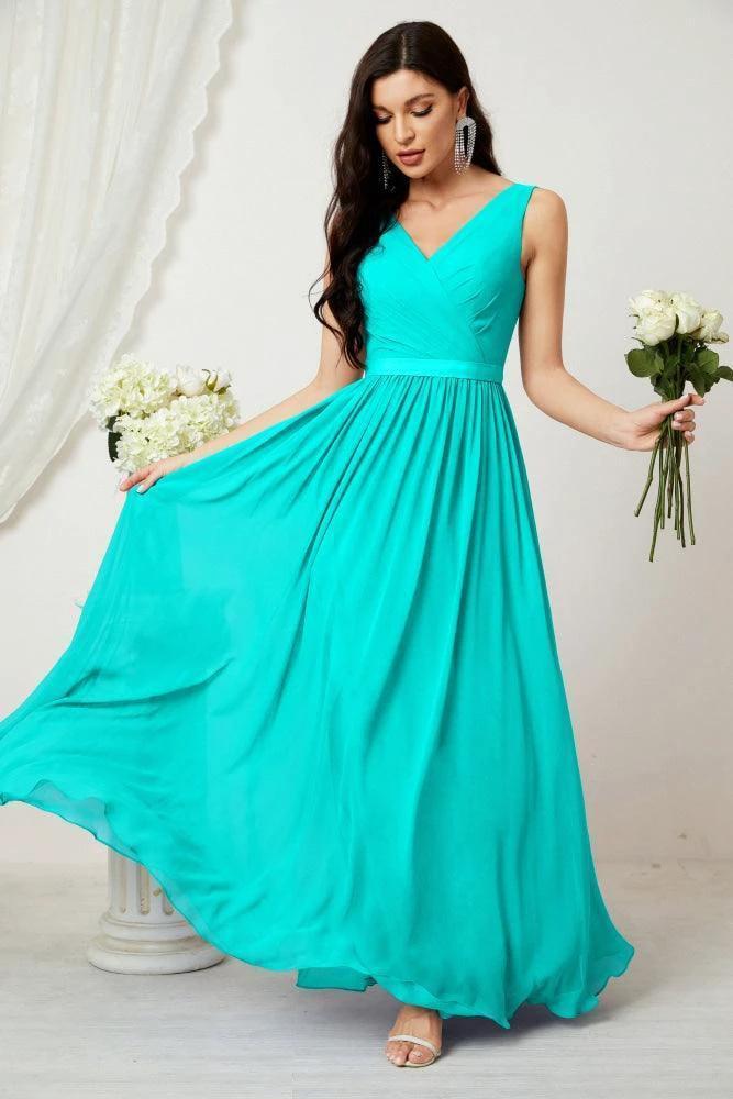 Women's Chiffon Long Bridesmaid Dresses A line Sleeveless Formal Prom Gown for Evening Party Homecoming Dresses 2808 - Image 125