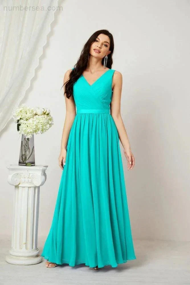 Women's Chiffon Long Bridesmaid Dresses A line Sleeveless Formal Prom Gown for Evening Party Homecoming Dresses 2808 - Image 127