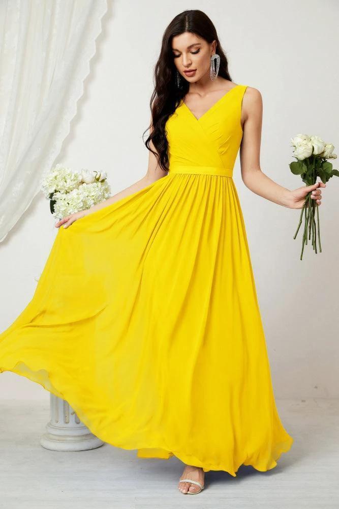 Women's Chiffon Long Bridesmaid Dresses A line Sleeveless Formal Prom Gown for Evening Party Homecoming Dresses 2808 - Image 129