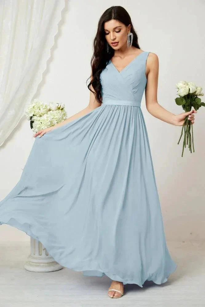 Women's Chiffon Long Bridesmaid Dresses A line Sleeveless Formal Prom Gown for Evening Party Homecoming Dresses 2808 - Image 13