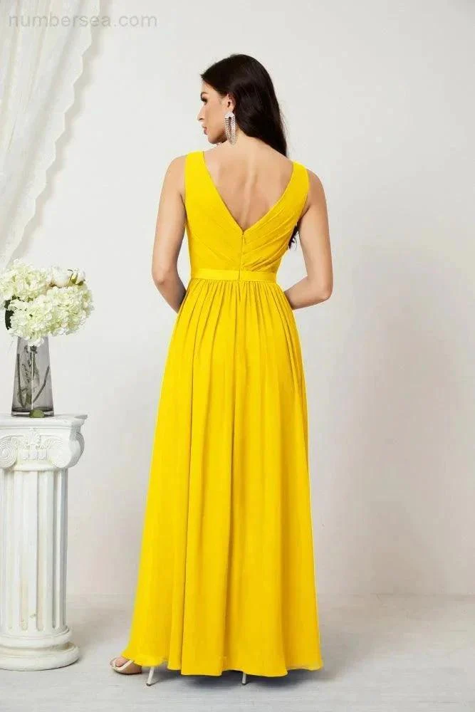 Women's Chiffon Long Bridesmaid Dresses A line Sleeveless Formal Prom Gown for Evening Party Homecoming Dresses 2808 - Image 130
