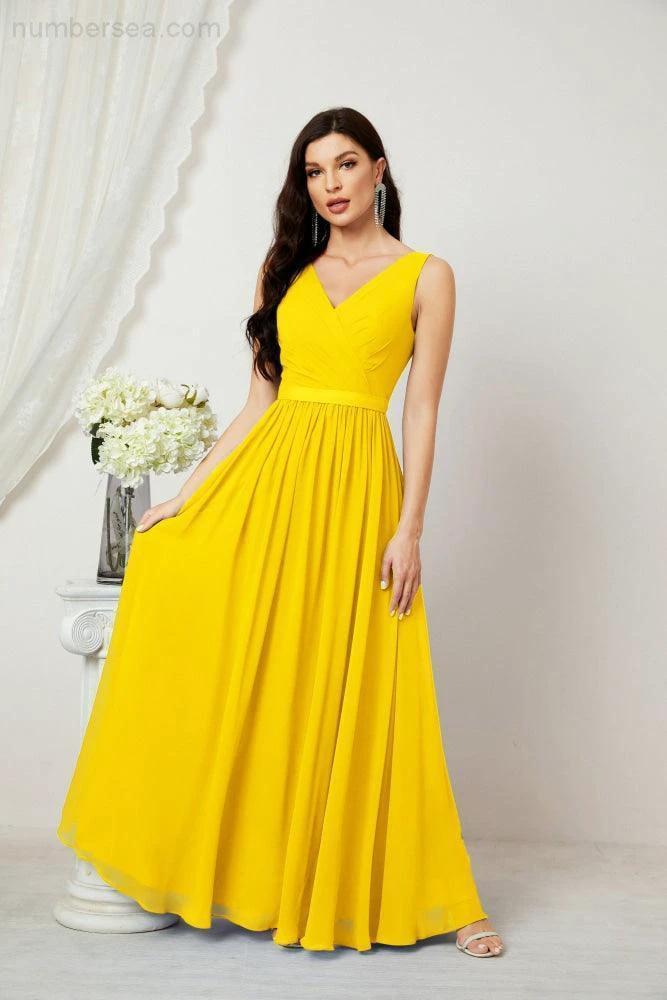 Women's Chiffon Long Bridesmaid Dresses A line Sleeveless Formal Prom Gown for Evening Party Homecoming Dresses 2808 - Image 131