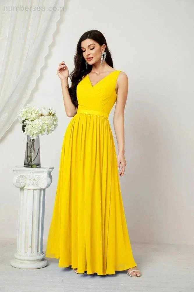 Women's Chiffon Long Bridesmaid Dresses A line Sleeveless Formal Prom Gown for Evening Party Homecoming Dresses 2808 - Image 132