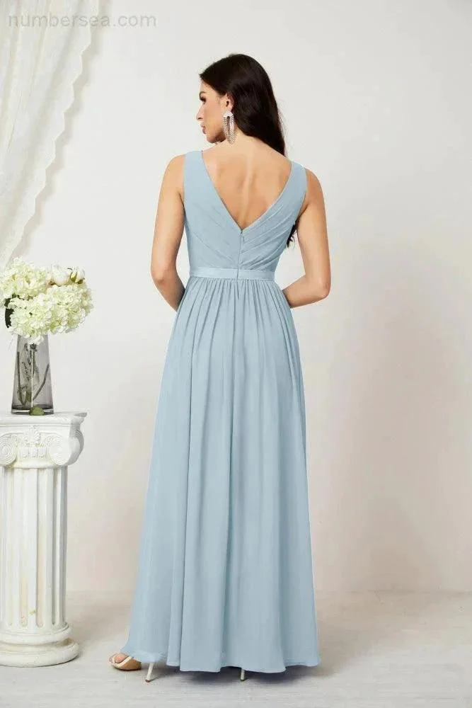 Women's Chiffon Long Bridesmaid Dresses A line Sleeveless Formal Prom Gown for Evening Party Homecoming Dresses 2808 - Image 14