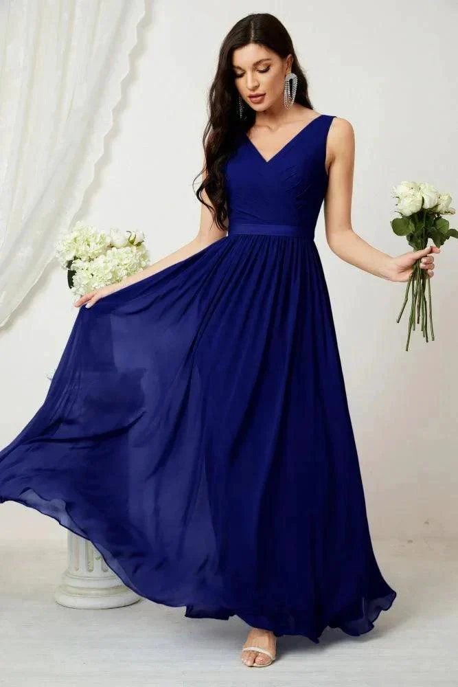 Women's Chiffon Long Bridesmaid Dresses A line Sleeveless Formal Prom Gown for Evening Party Homecoming Dresses 2808 - Image 145