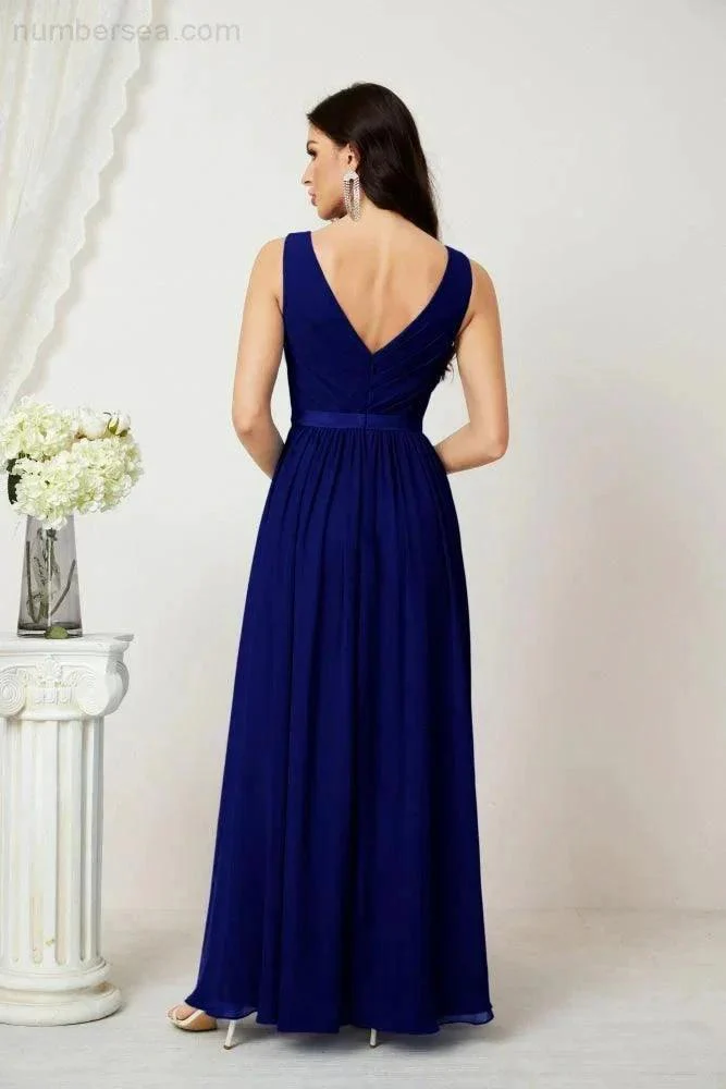 Women's Chiffon Long Bridesmaid Dresses A line Sleeveless Formal Prom Gown for Evening Party Homecoming Dresses 2808 - Image 146