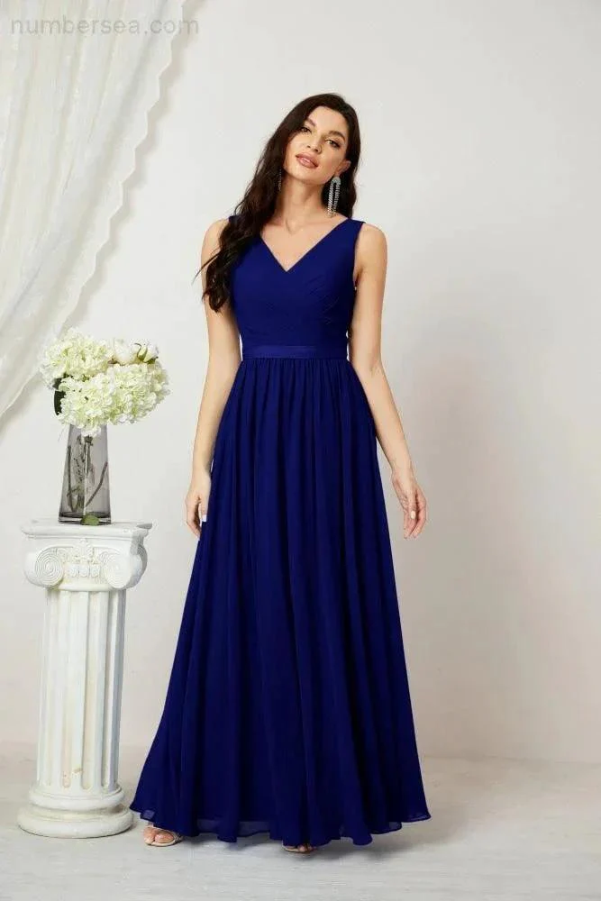 Women's Chiffon Long Bridesmaid Dresses A line Sleeveless Formal Prom Gown for Evening Party Homecoming Dresses 2808 - Image 147