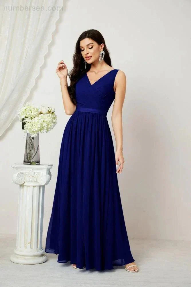 Women's Chiffon Long Bridesmaid Dresses A line Sleeveless Formal Prom Gown for Evening Party Homecoming Dresses 2808 - Image 148