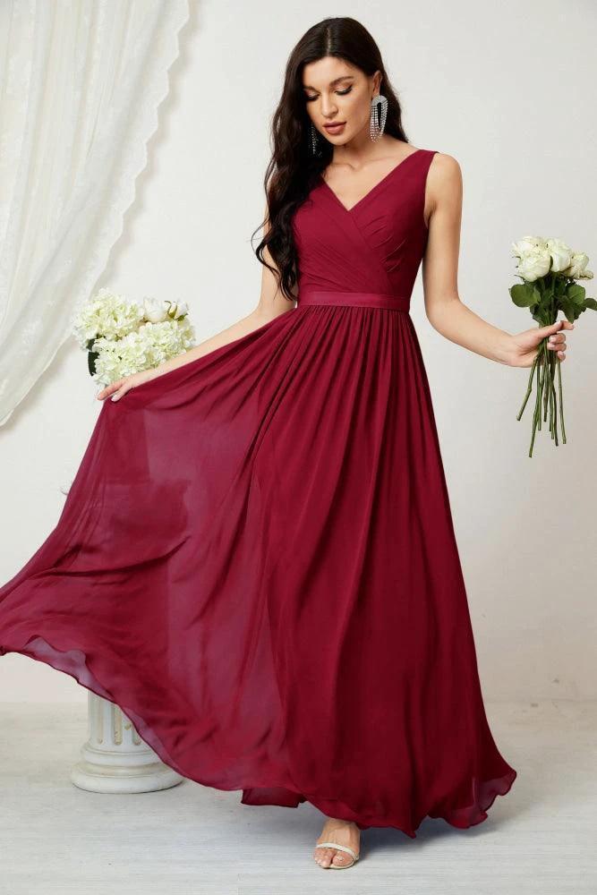 Women's Chiffon Long Bridesmaid Dresses A line Sleeveless Formal Prom Gown for Evening Party Homecoming Dresses 2808 - Image 161