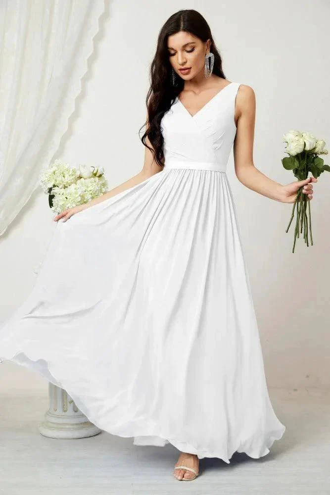 Women's Chiffon Long Bridesmaid Dresses A line Sleeveless Formal Prom Gown for Evening Party Homecoming Dresses 2808 - Image 165