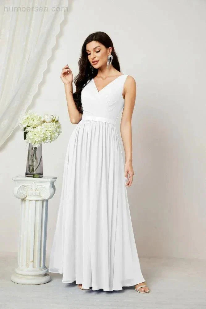 Women's Chiffon Long Bridesmaid Dresses A line Sleeveless Formal Prom Gown for Evening Party Homecoming Dresses 2808 - Image 168