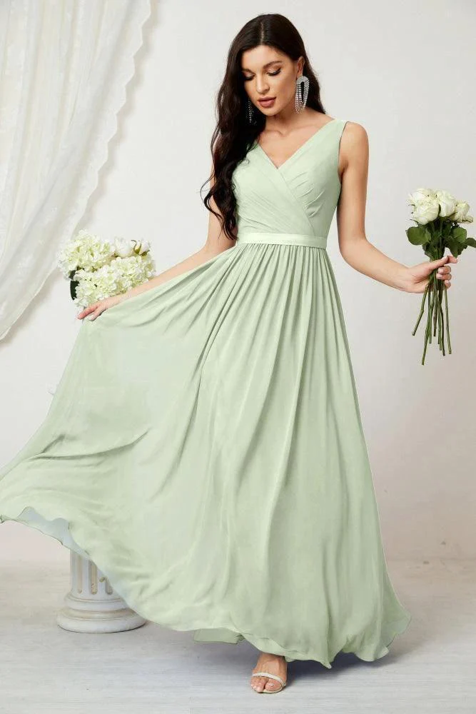 Women's Chiffon Long Bridesmaid Dresses A line Sleeveless Formal Prom Gown for Evening Party Homecoming Dresses 2808 - Image 17