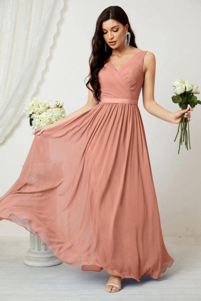 Women's Chiffon Long Bridesmaid Dresses A line Sleeveless Formal Prom Gown for Evening Party Homecoming Dresses 2808 - Image 21