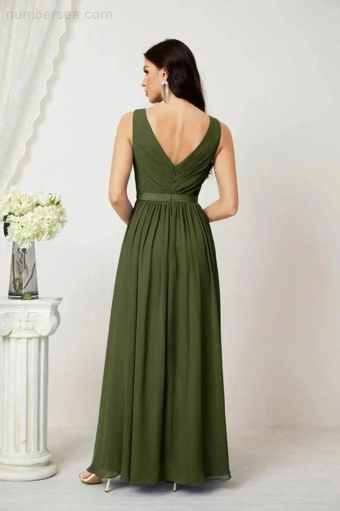 Women's Chiffon Long Bridesmaid Dresses A line Sleeveless Formal Prom Gown for Evening Party Homecoming Dresses 2808 - Image 26