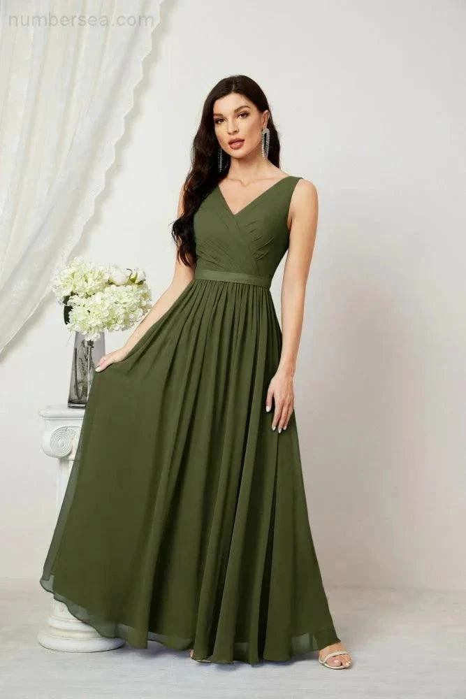 Women's Chiffon Long Bridesmaid Dresses A line Sleeveless Formal Prom Gown for Evening Party Homecoming Dresses 2808 - Image 28