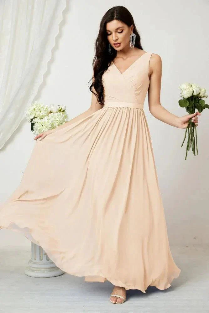 Women's Chiffon Long Bridesmaid Dresses A line Sleeveless Formal Prom Gown for Evening Party Homecoming Dresses 2808 - Image 29