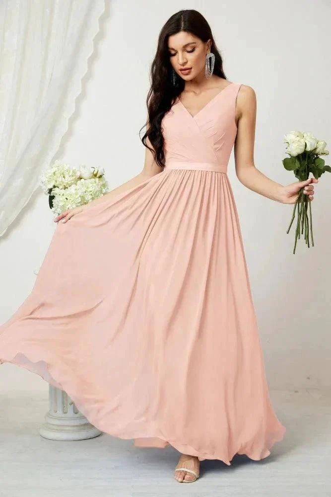 Women's Chiffon Long Bridesmaid Dresses A line Sleeveless Formal Prom Gown for Evening Party Homecoming Dresses 2808 - Image 33