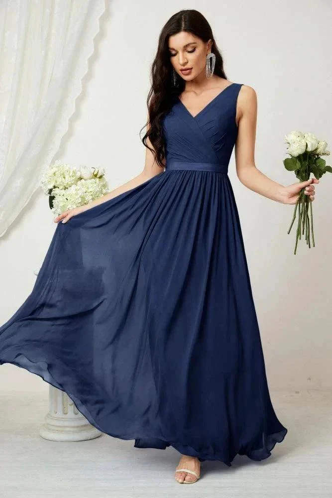 Women's Chiffon Long Bridesmaid Dresses A line Sleeveless Formal Prom Gown for Evening Party Homecoming Dresses 2808 - Image 49