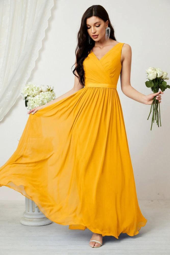 Women's Chiffon Long Bridesmaid Dresses A line Sleeveless Formal Prom Gown for Evening Party Homecoming Dresses 2808 - Image 5
