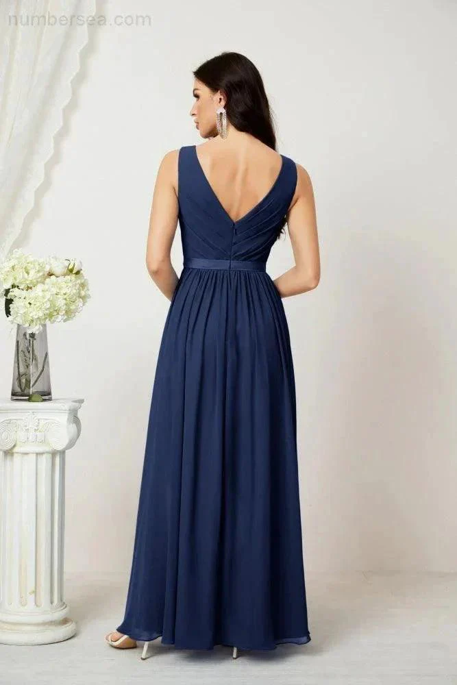 Women's Chiffon Long Bridesmaid Dresses A line Sleeveless Formal Prom Gown for Evening Party Homecoming Dresses 2808 - Image 50