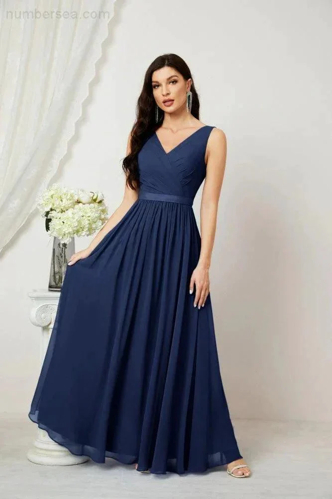 Women's Chiffon Long Bridesmaid Dresses A line Sleeveless Formal Prom Gown for Evening Party Homecoming Dresses 2808 - Image 51