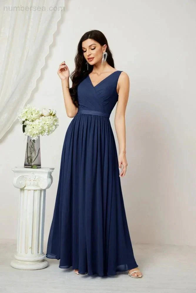 Women's Chiffon Long Bridesmaid Dresses A line Sleeveless Formal Prom Gown for Evening Party Homecoming Dresses 2808 - Image 52