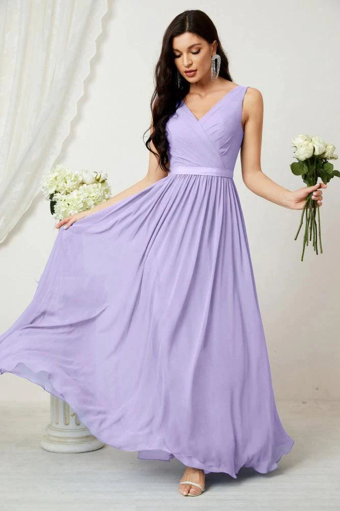 Women's Chiffon Long Bridesmaid Dresses A line Sleeveless Formal Prom Gown for Evening Party Homecoming Dresses 2808 - Image 53