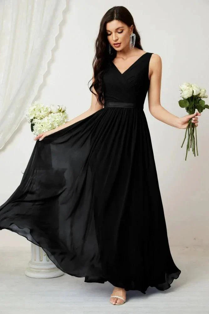 Women's Chiffon Long Bridesmaid Dresses A line Sleeveless Formal Prom Gown for Evening Party Homecoming Dresses 2808 - Image 57