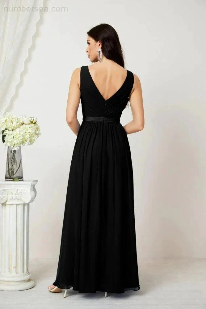 Women's Chiffon Long Bridesmaid Dresses A line Sleeveless Formal Prom Gown for Evening Party Homecoming Dresses 2808 - Image 58
