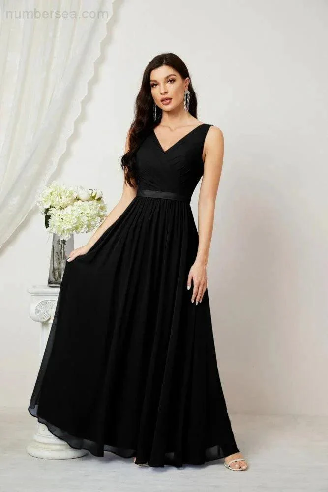 Women's Chiffon Long Bridesmaid Dresses A line Sleeveless Formal Prom Gown for Evening Party Homecoming Dresses 2808 - Image 59