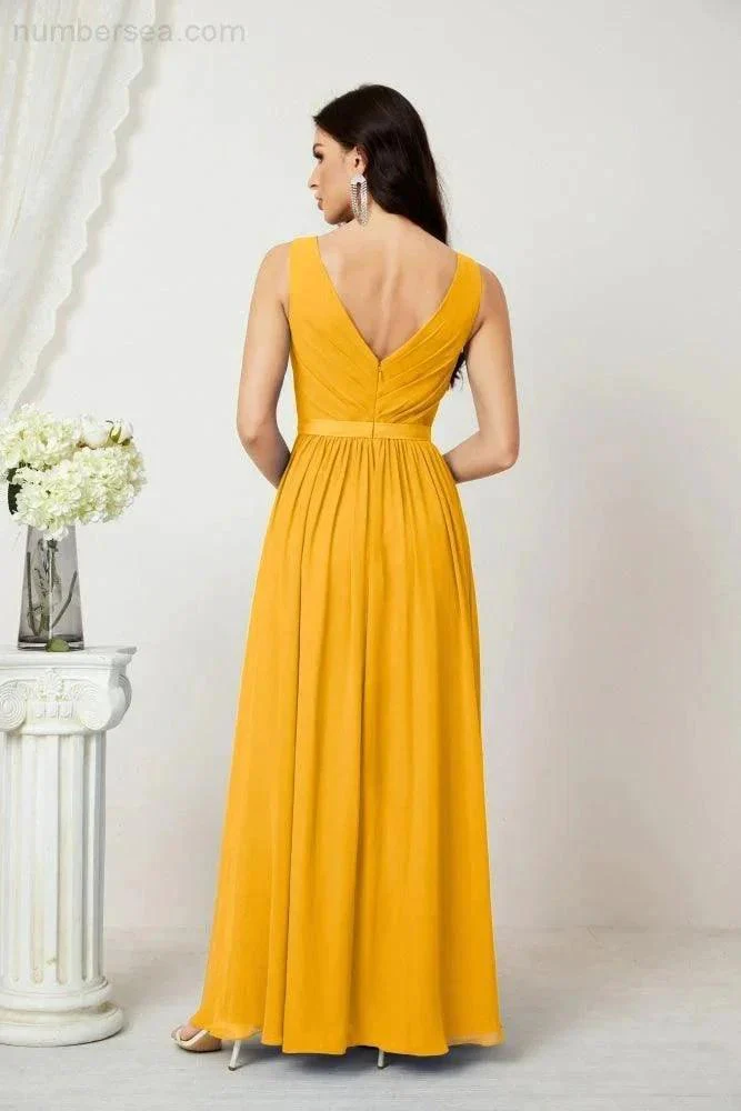 Women's Chiffon Long Bridesmaid Dresses A line Sleeveless Formal Prom Gown for Evening Party Homecoming Dresses 2808 - Image 6