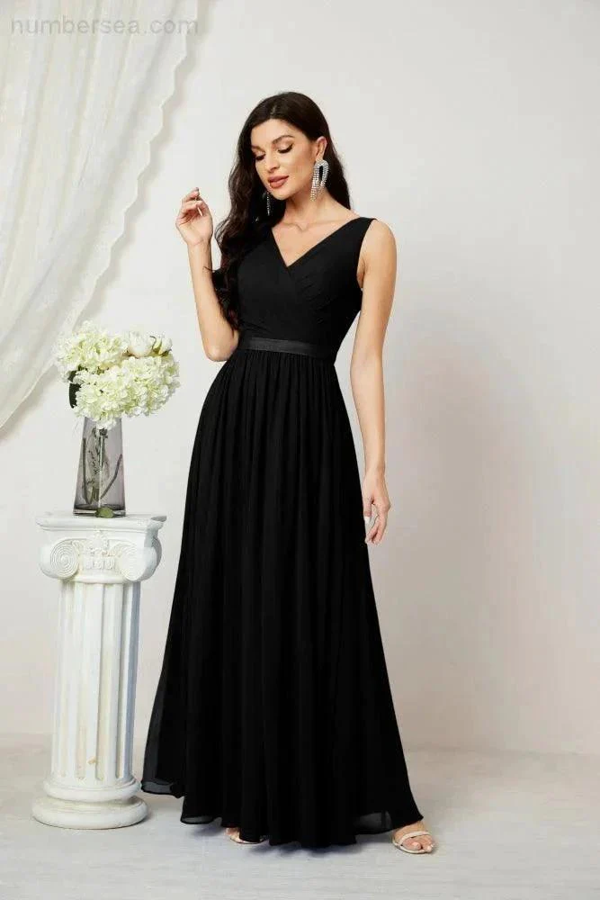 Women's Chiffon Long Bridesmaid Dresses A line Sleeveless Formal Prom Gown for Evening Party Homecoming Dresses 2808 - Image 60