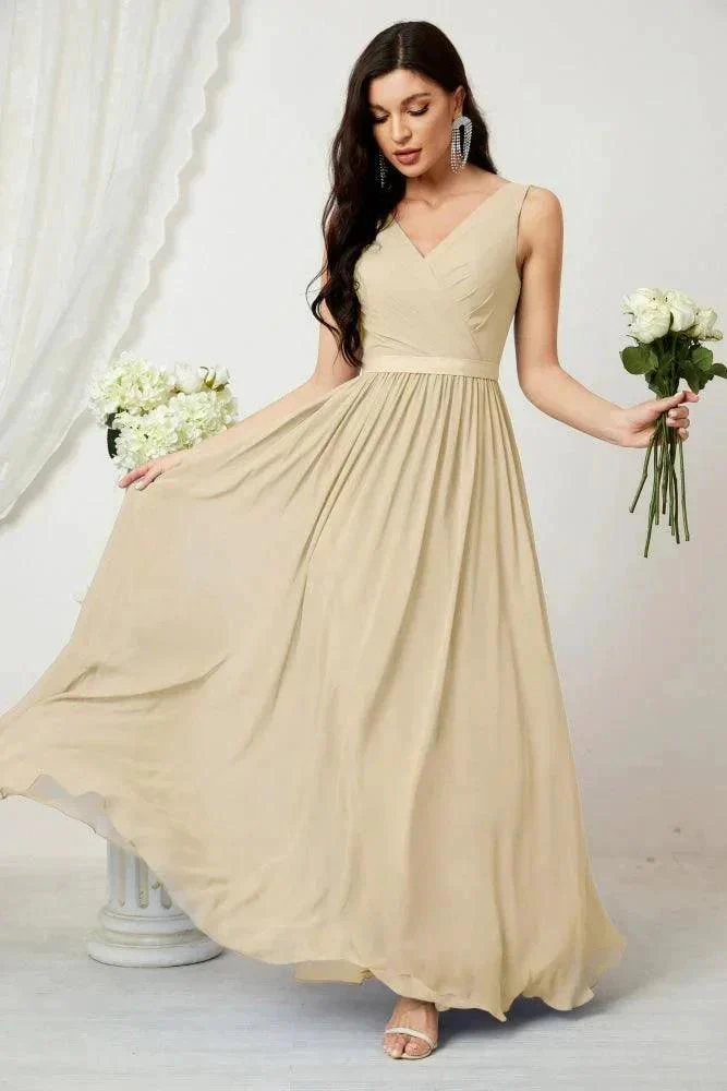 Women's Chiffon Long Bridesmaid Dresses A line Sleeveless Formal Prom Gown for Evening Party Homecoming Dresses 2808 - Image 61