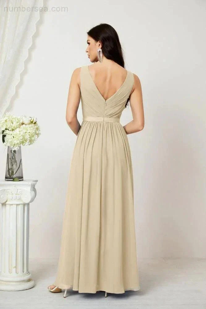 Women's Chiffon Long Bridesmaid Dresses A line Sleeveless Formal Prom Gown for Evening Party Homecoming Dresses 2808 - Image 62