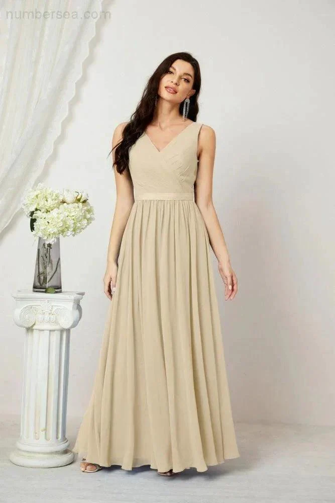 Women's Chiffon Long Bridesmaid Dresses A line Sleeveless Formal Prom Gown for Evening Party Homecoming Dresses 2808 - Image 63